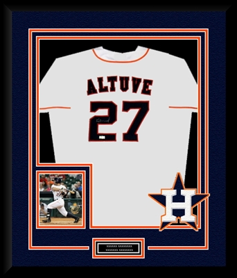 Jose Altuve Signed Houston Astros 35x43 Custom Framed Jersey (JSA COA) 2017  MVP