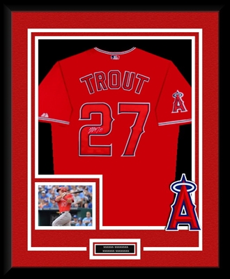 Facsimile Autographed Mike Trout Los Angeles LA Anaheim Red Reprint Laser  Auto Baseball Jersey Size Men's XL