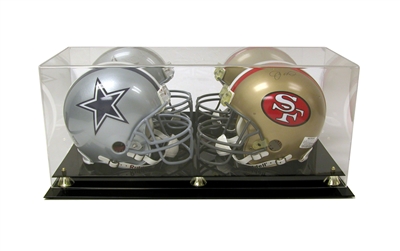 Deluxe Clear Acrylic Football Helmet Display Case with Black Risers (A002-BR)